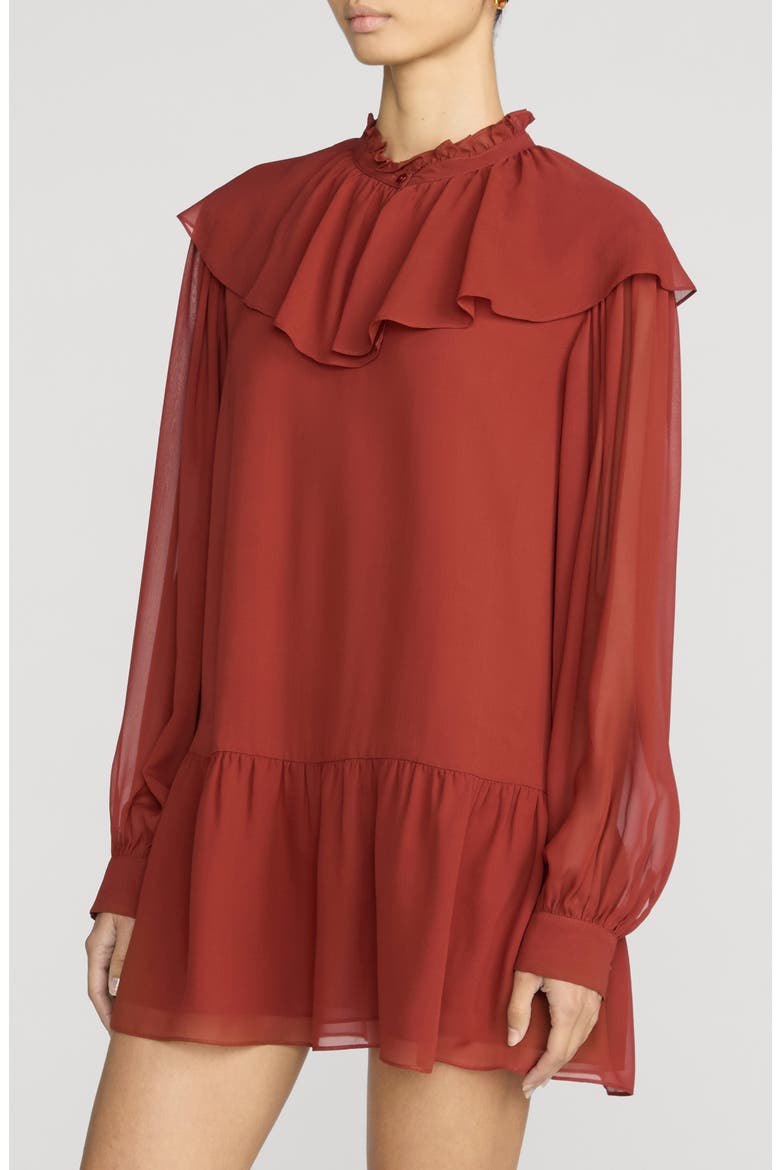 The Soire Long Sleeve Silk Minidress, Alternate, color, PAPRIKA