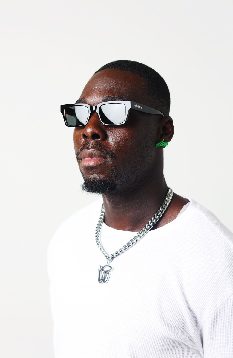 Wisdom Fashion House Low Black Frame Glasses 43, Alternate, color, Black Cat