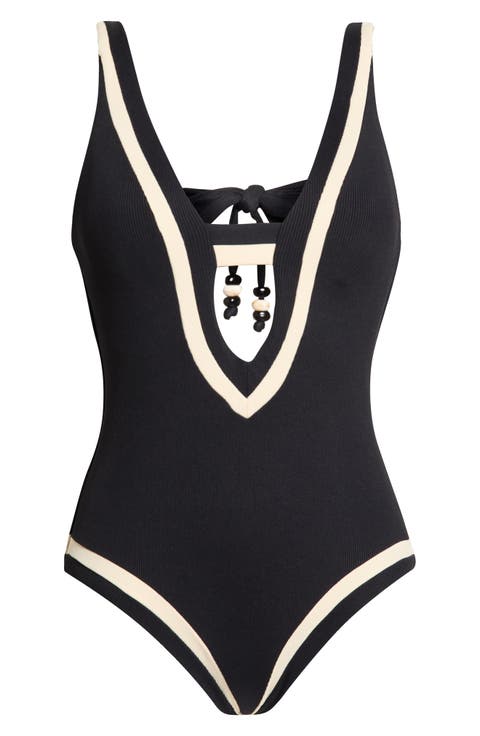 Coast Line Plunge One-Piece Swimsuit