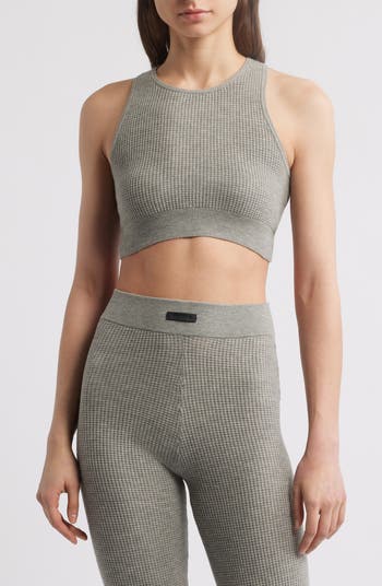 ◆SET UP⑦２点◆Crop Muscle Tank+Knit Waffle Pants Waffle-Knit Cropped Tank and Drawstring Pants Set – KESLEY