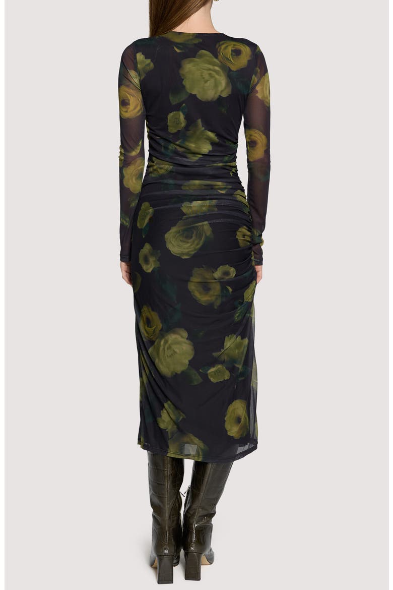 Nocturnal Blooms Floral Mesh Midi Dress, Alternate, color, BLACK FLORAL