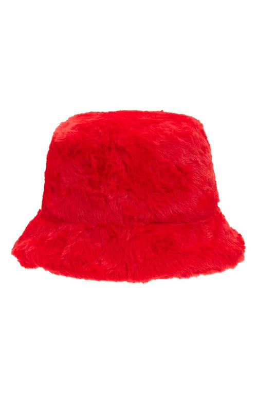 Tasha Faux Fur Bucket Hat In Pink
