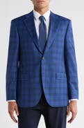 Peter Millar Blue Plaid Notch Lapel Wool Sport Coat