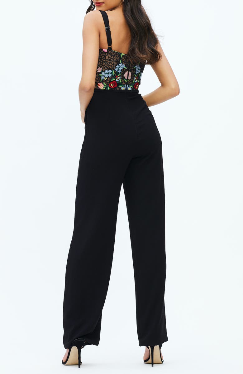 Dress the Population Romy Embroidered Bustier Crepe Jumpsuit, Alternate, color,
