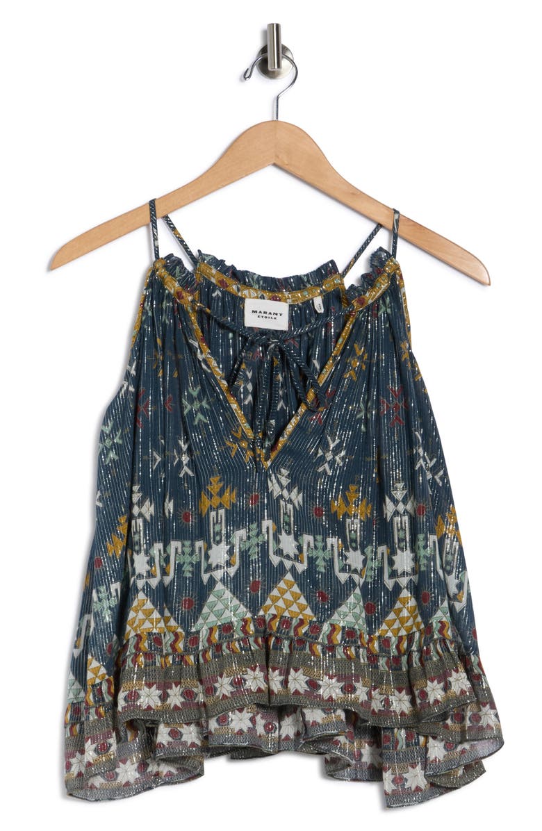 Isabel Marant Étoile Fabino Metallic Cotton Blend Top, Alternate, color, Teal