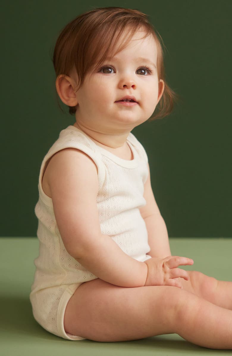 NATURE BABY Pointelle Organic Cotton Bodysuit, Alternate, color, Natural