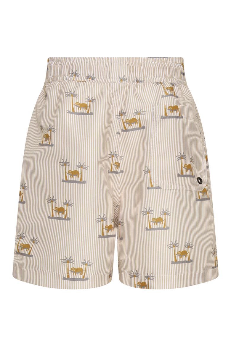Kids' Chillin' Stripe UPF 50+ Swim Trunks, Alternate, color, BEIGE MULTI