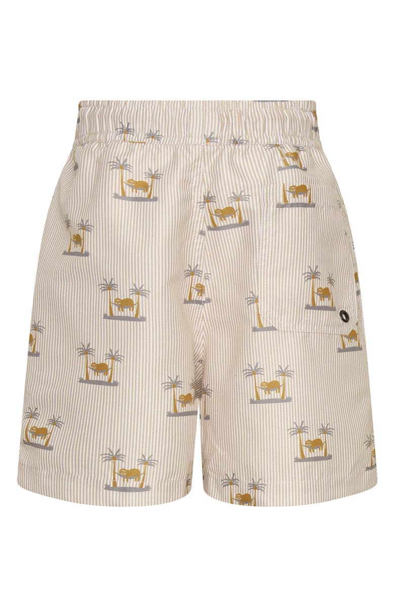 TINY TRIBE Kids' Chillin' Stripe UPF 50+ Swim Trunks, Alternate, color, Beige Multi