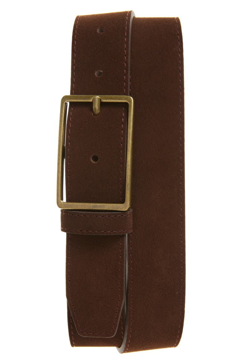 Easton Suede Belt, Main, color, BROWN