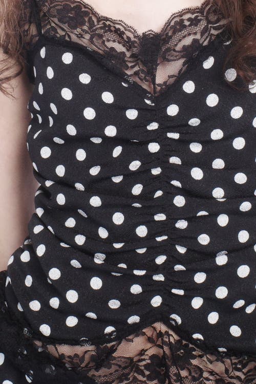 ANNA SUI ANNA SUI POLKA DOT RUCHED LACE CAMISOLE