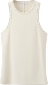 MANGO Stud Trim Crewneck Rib Tank