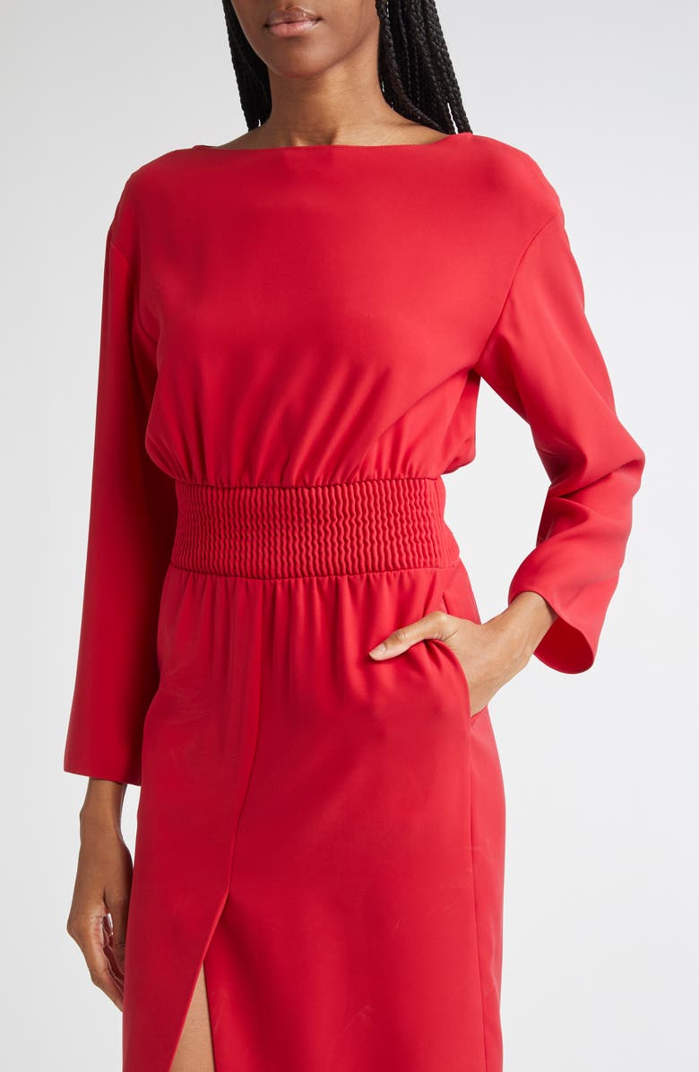 Emporio Armani Long Sleeve Techno Cady Dress, Alternate, color, Solid Medium Red