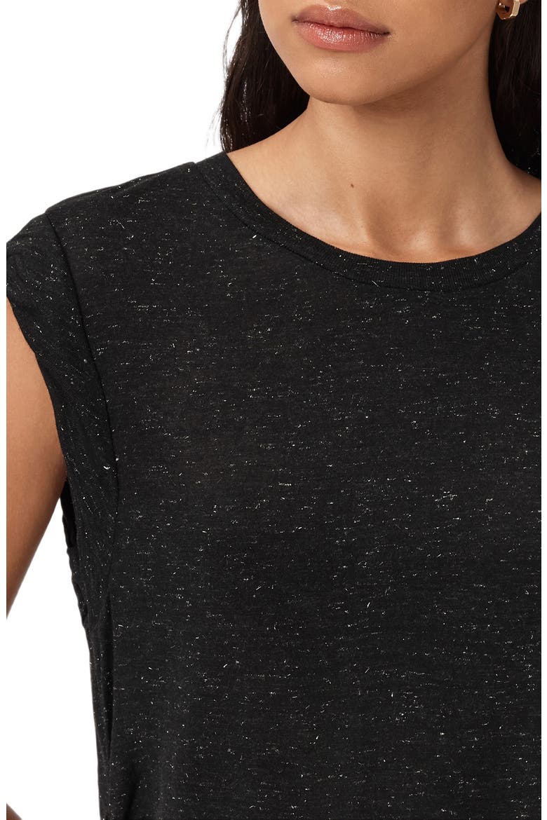 Metallic Cap Sleeve Top, Alternate, color, BLACK