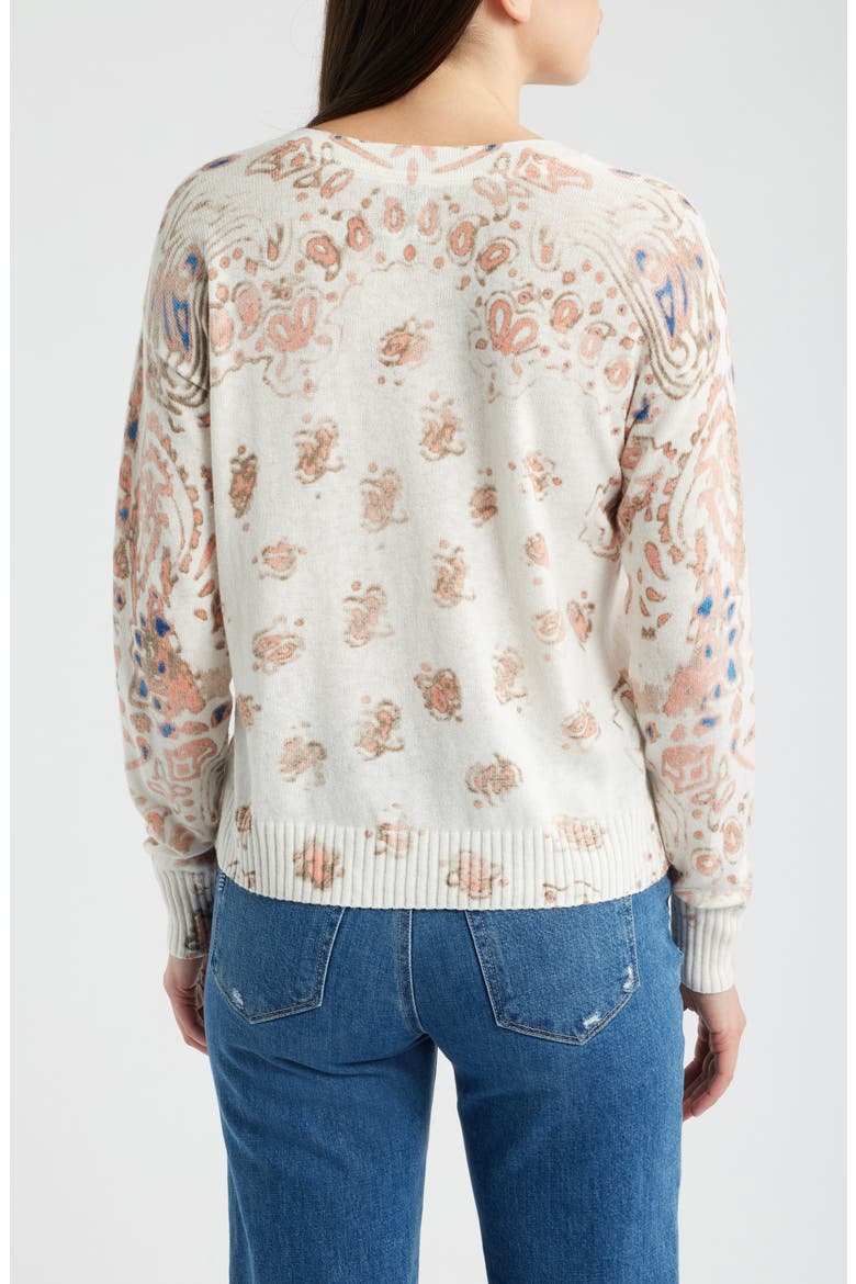 Paisley V-Neck Sweater, Alternate, color, PINK MULTI