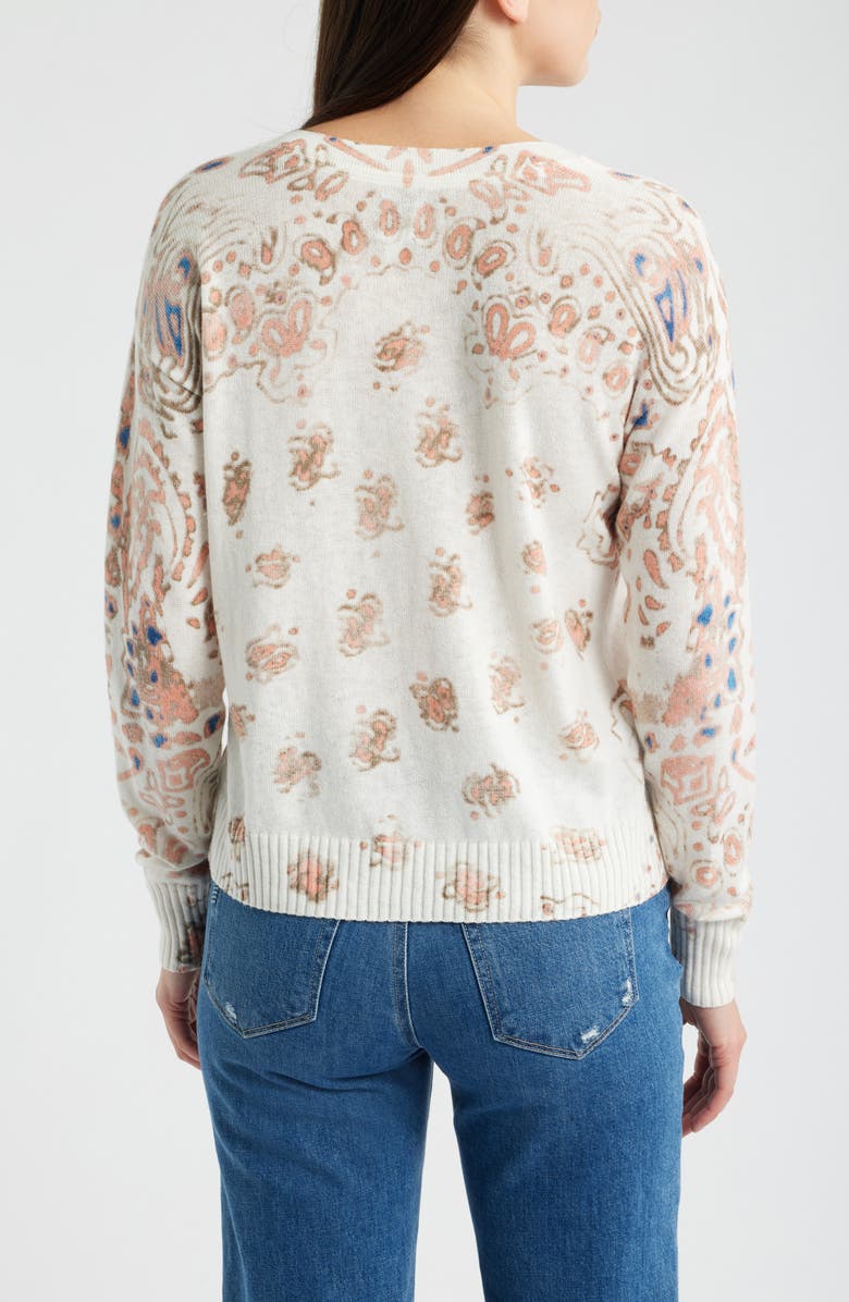 NIC+ZOE Paisley V-Neck Sweater, Alternate, color, Pink Multi