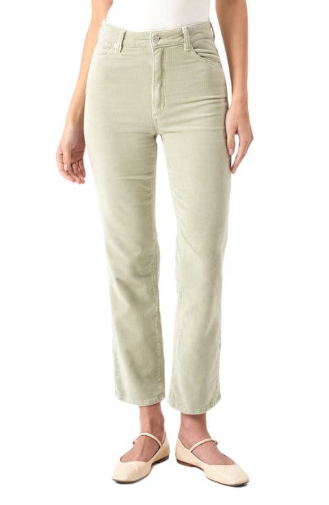 Original High Waist Stretch Corduroy Straight Leg Ankle Pants