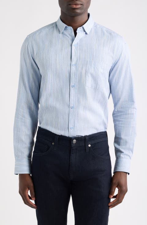 Collin Jacquard Cotton Button-Up Shirt