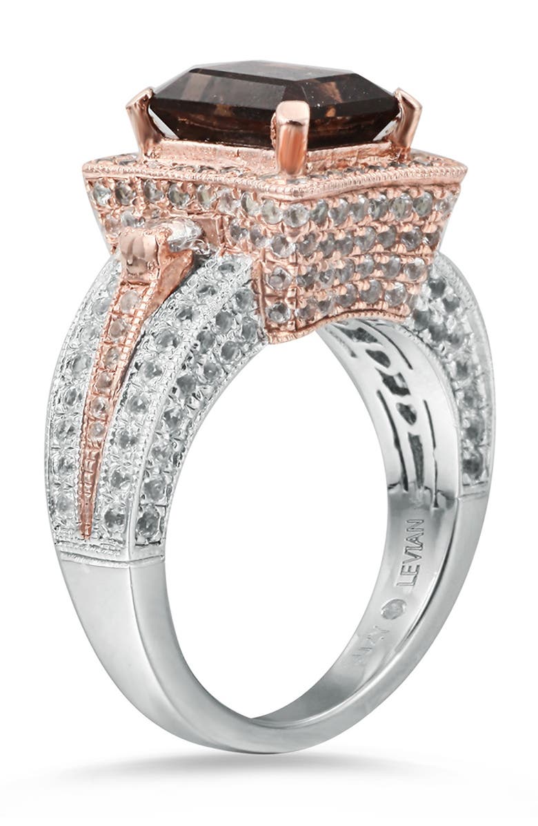 SUZY LEVIAN Two-Tone Sterling Silver Smoky Quartz & White Topaz Ring, Alternate, color, Brown