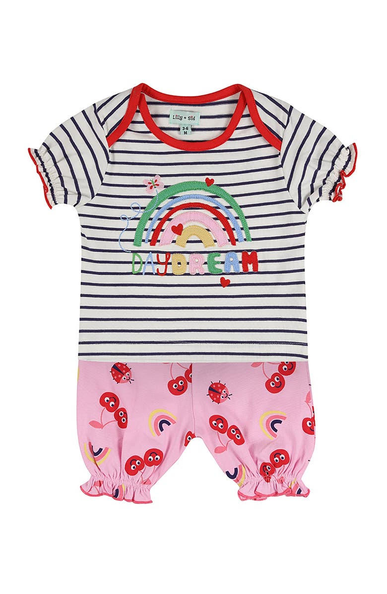 Lilly + Sid Organic Cotton Cherry Print Top And Legging Set, Main, color, Multi