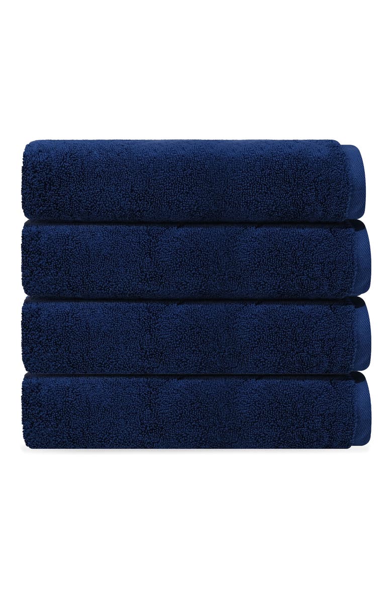 Puresoft 4-Piece Turkish Cotton Towels Set, Main, color, NAVY