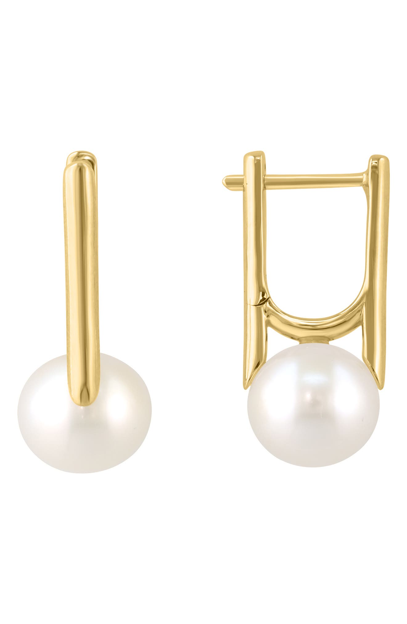 Imitation Pearl Huggie Hoop Earrings
