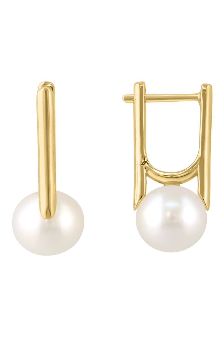 Imitation Pearl Huggie Hoop Earrings, Main, color, WHITE