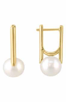 Imitation Pearl Huggie Hoop Earrings