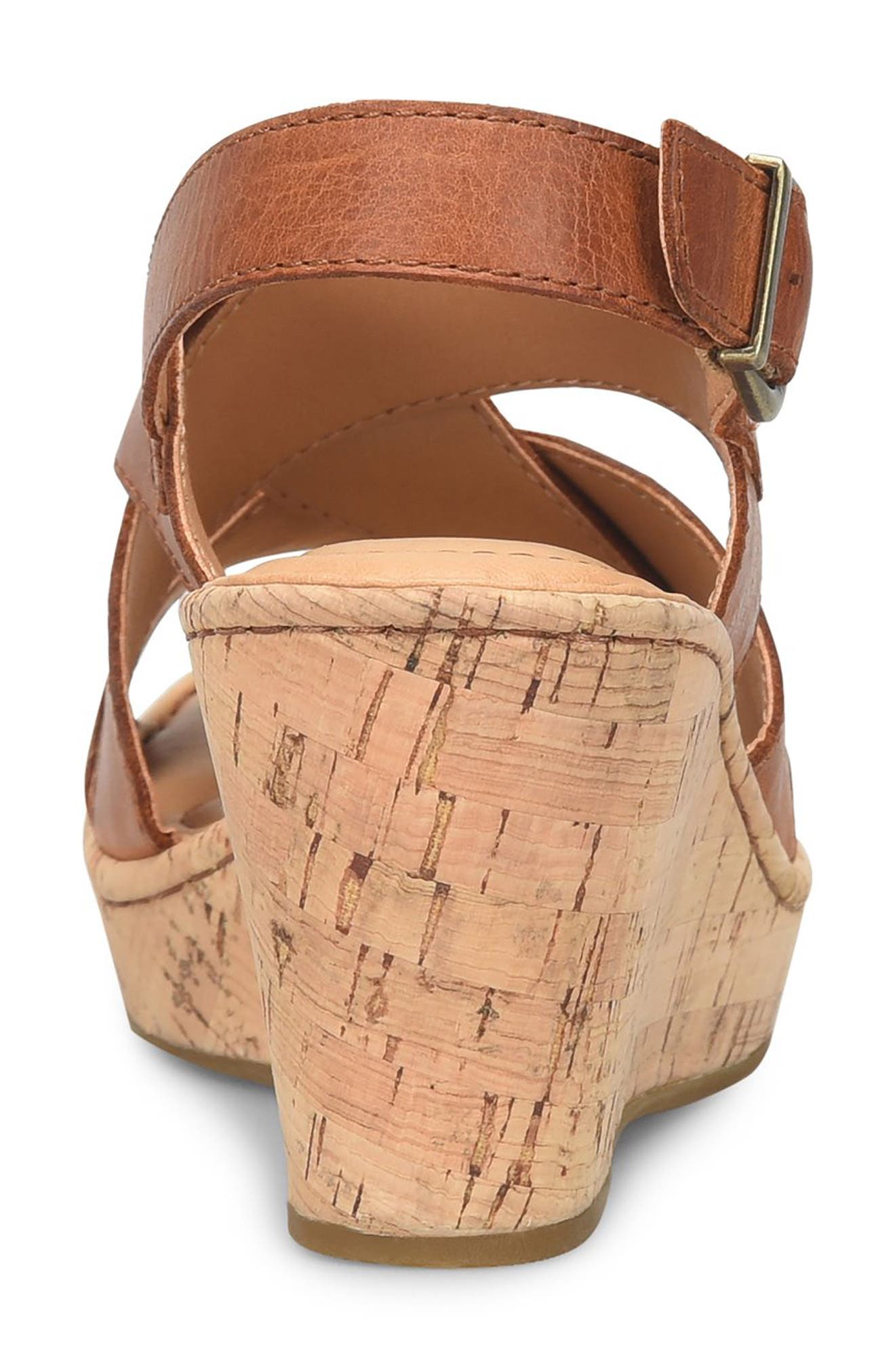 Børn Sami Cork Wedge Sandal, Alternate, color, Brown Leather
