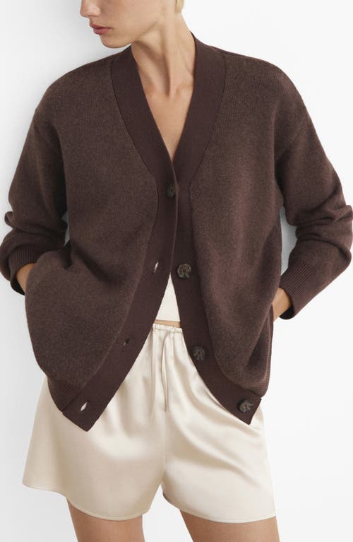 Mango Contrast Detail Cardigan In Brown