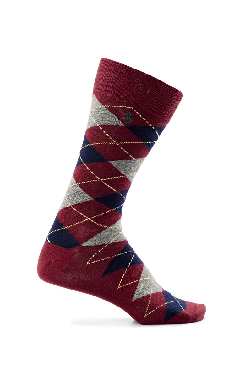 Polo Ralph Lauren Big & Tall 3-pk Argyle Dress Socks, Alternate, color, New Wine