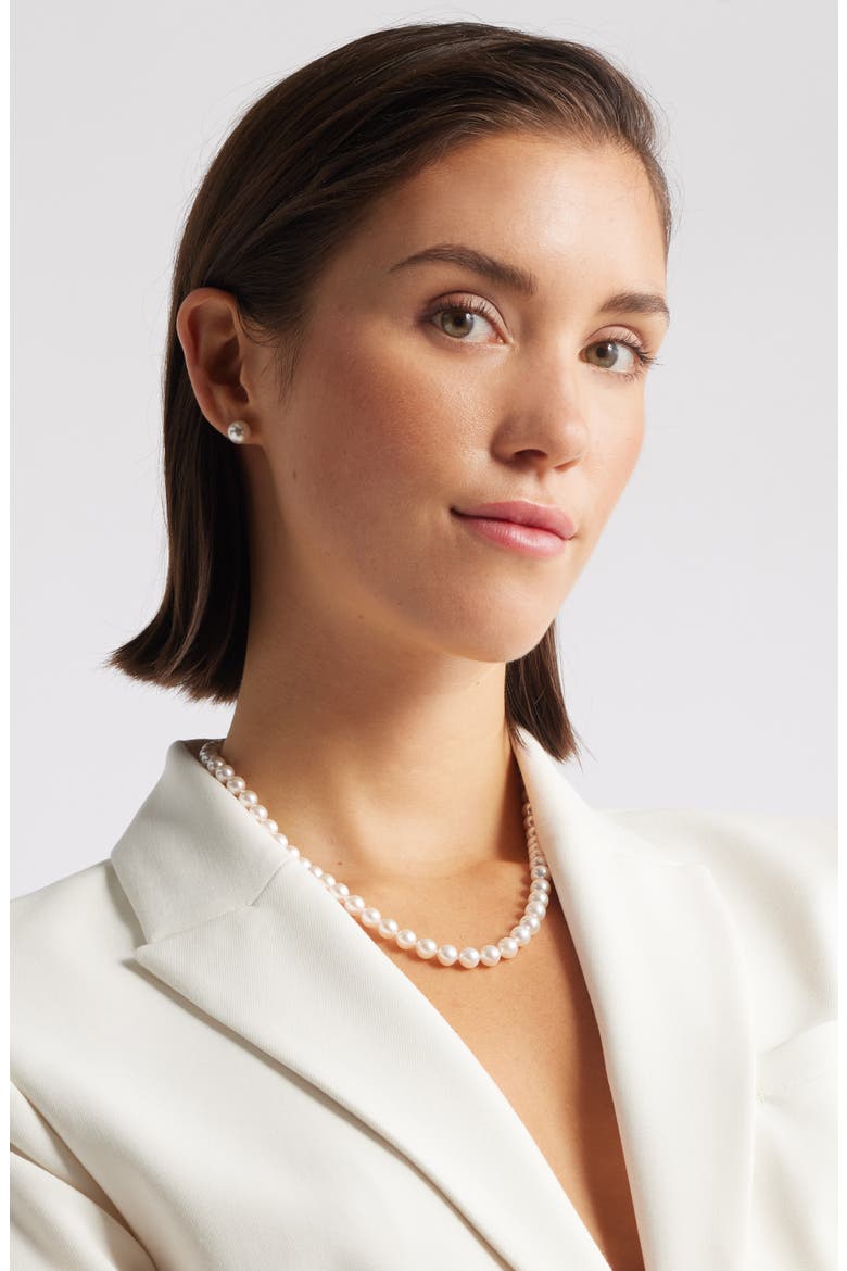 Akoya Pearl Stud Earrings, Alternate, color, WHITE- 14K WHITE GOLD