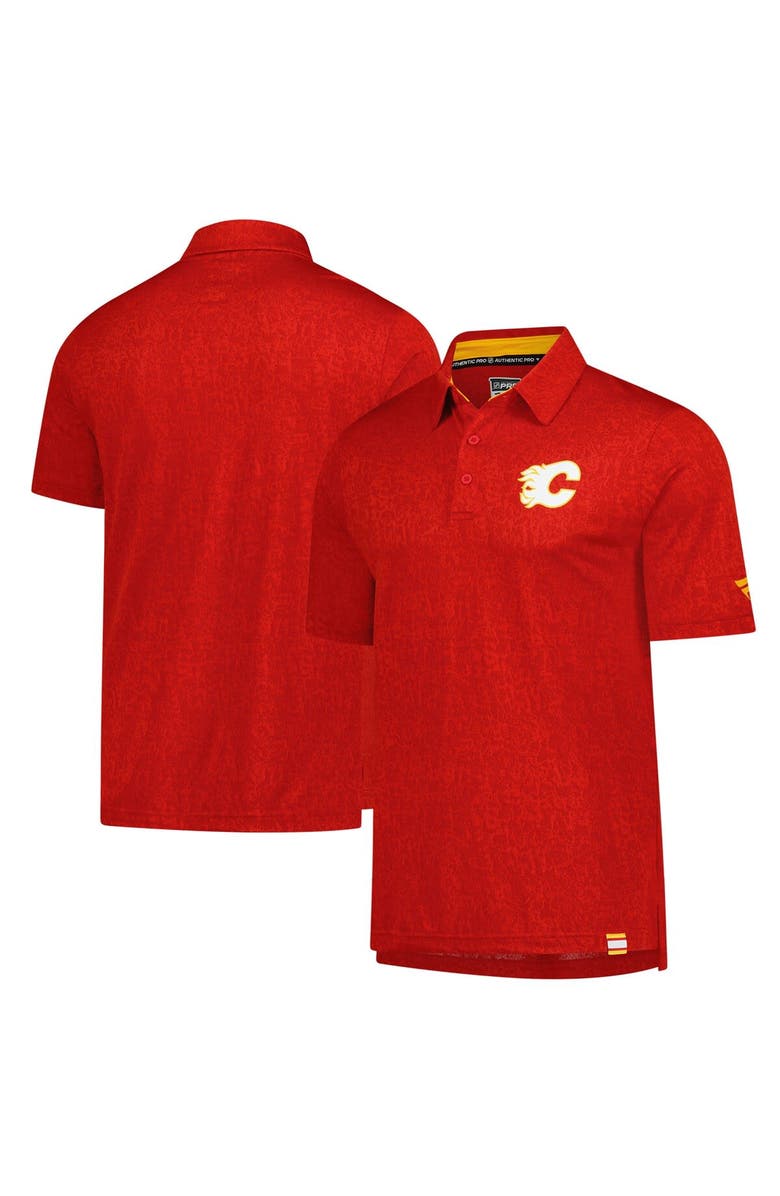 FANATICS Men's Fanatics Red Calgary Flames Authentic Pro Jacquard Polo, Alternate, color, Red