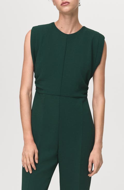 Ruched Sleeveless Wide Leg Jumpsuit