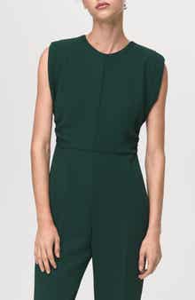 MANGO Ruched Sleeveless Wide Leg Jumpsuit