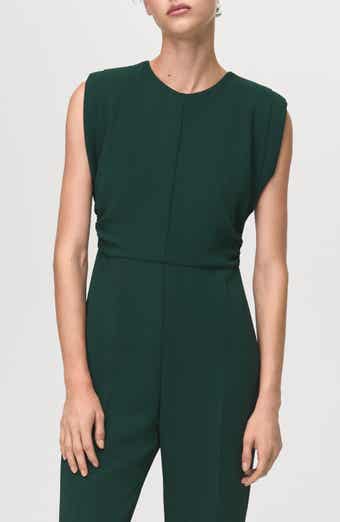 MANGO Ruched Sleeveless Wide Leg Jumpsuit