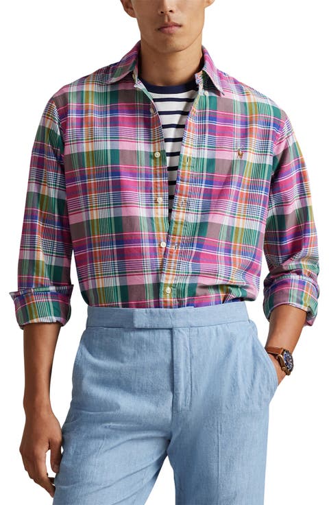 Classic Fit Plaid Cotton Button-Down Oxford Shirt