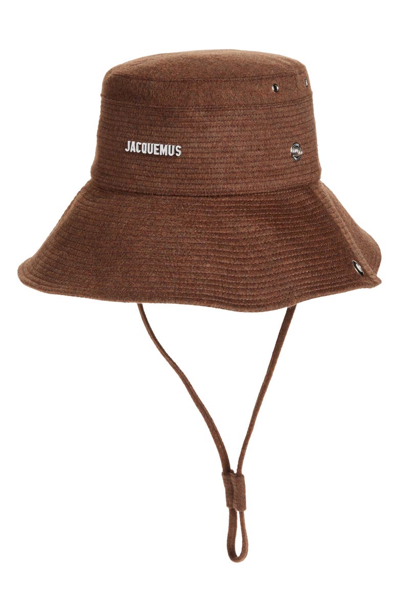 Jacquemus Le Bob de-Nîmes Bucket Virgin Wool Bucket Hat, Main, color, Dark Brown