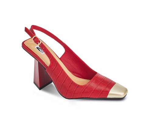 Nienty Union Metal Heel Cap Toe Slingback Pump In Red