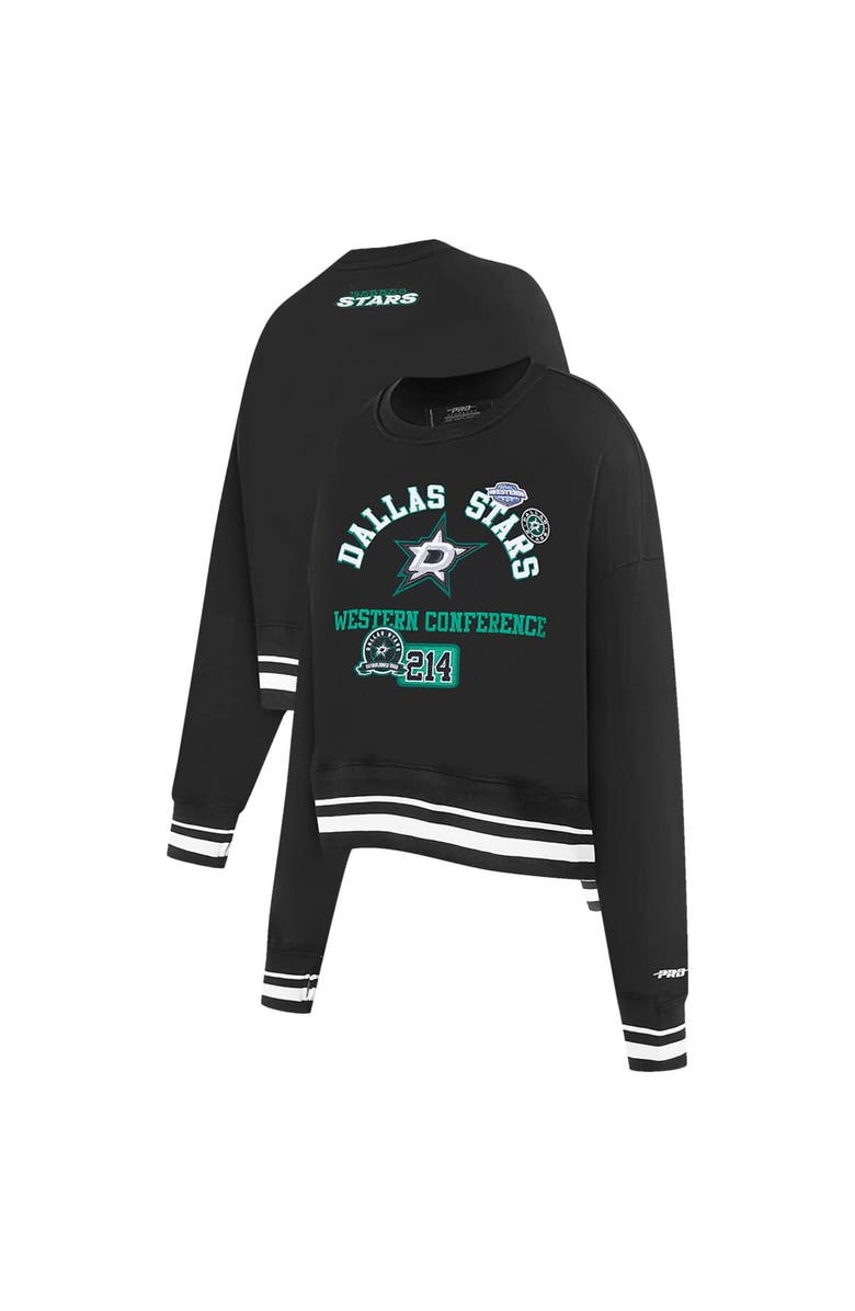 PRO STANDARD Women's Pro Standard  Black Dallas Stars Area Code Cropped Pullover Sweatshirt, Main, color, 