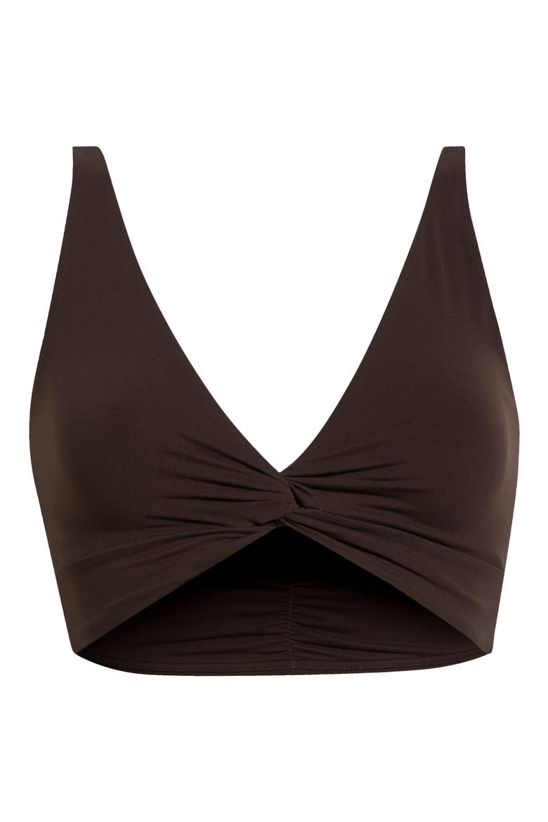 FP Movement Never Better Twist Front Sports Bra, Main, color, CHOCOLATE
