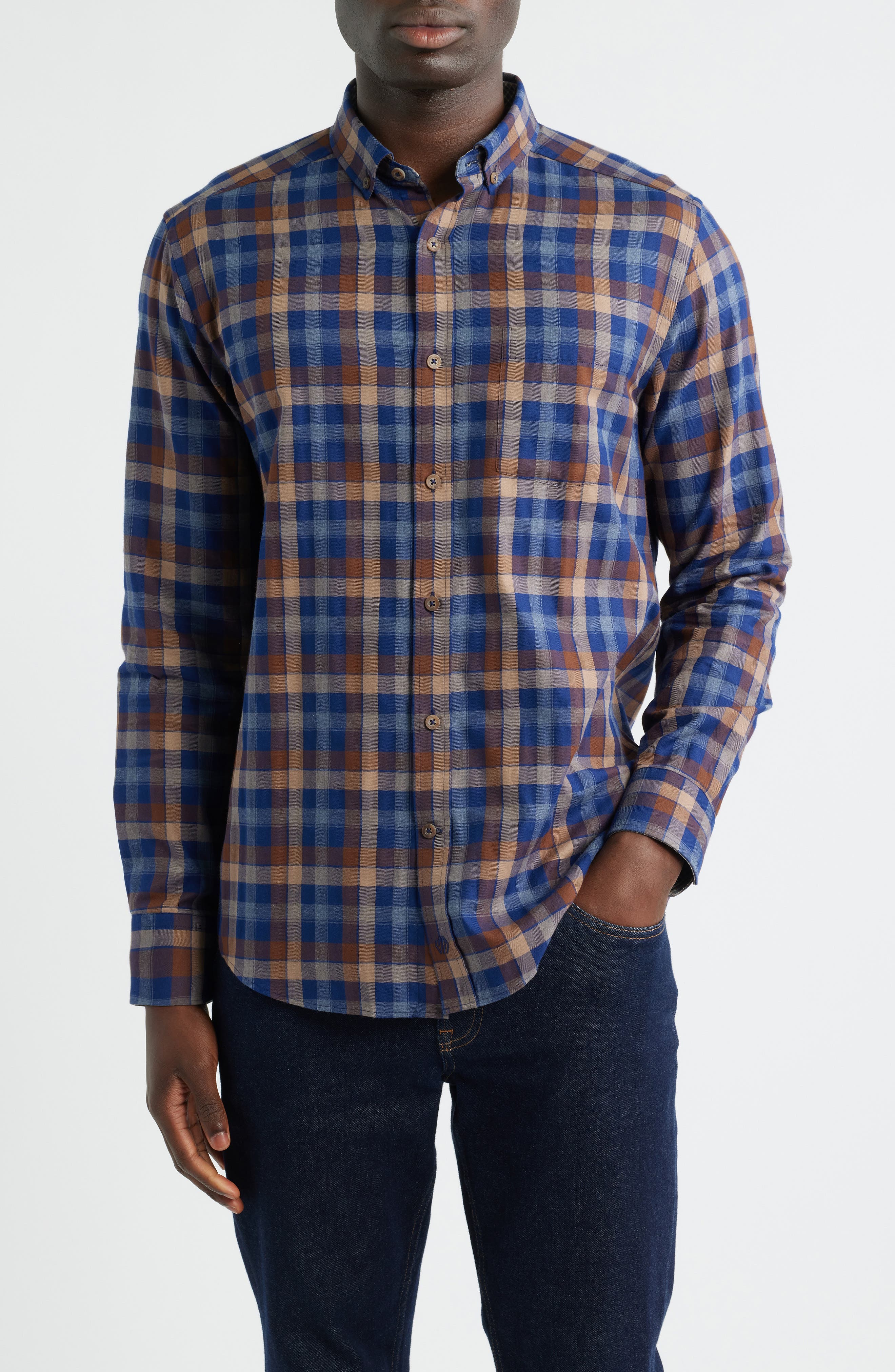 Heather Plaid Button-Down Shirt - image 2