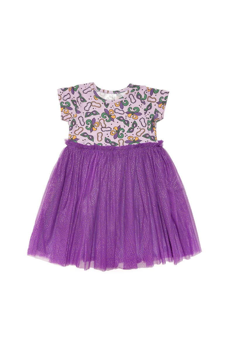Sweet Wink Mardi Gras Short Sleeve Tutu Dress, Main, color, 