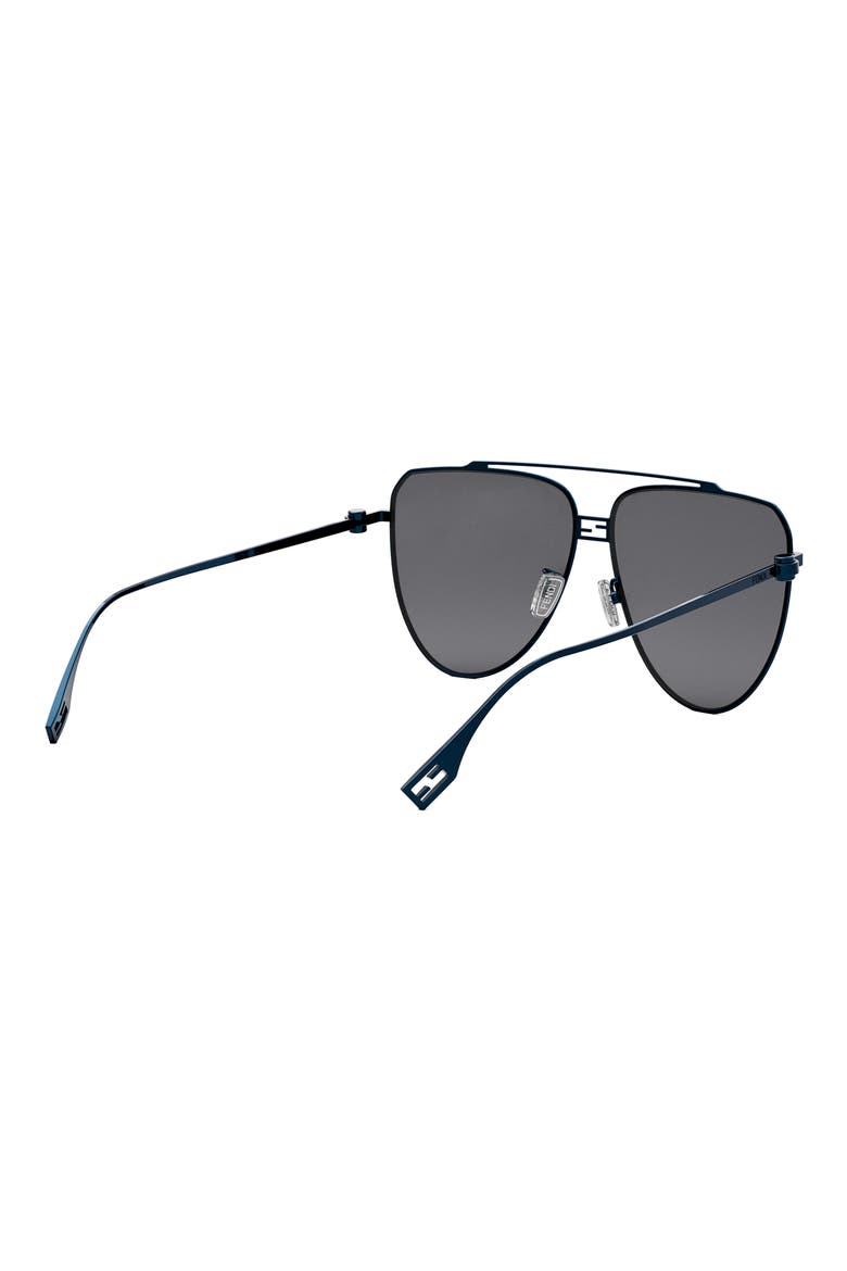 'Fendi Baguette 59mm Pilot Sunglasses, Alternate, color, SHINY BLUE / SMOKE