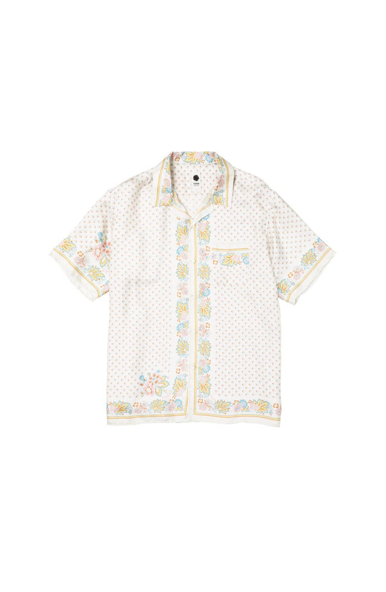 vowels Short Sleeve Silk Scarf Shirt, Main, color, Ivory