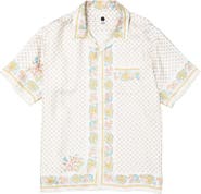 vowels Short Sleeve Silk Scarf Shirt