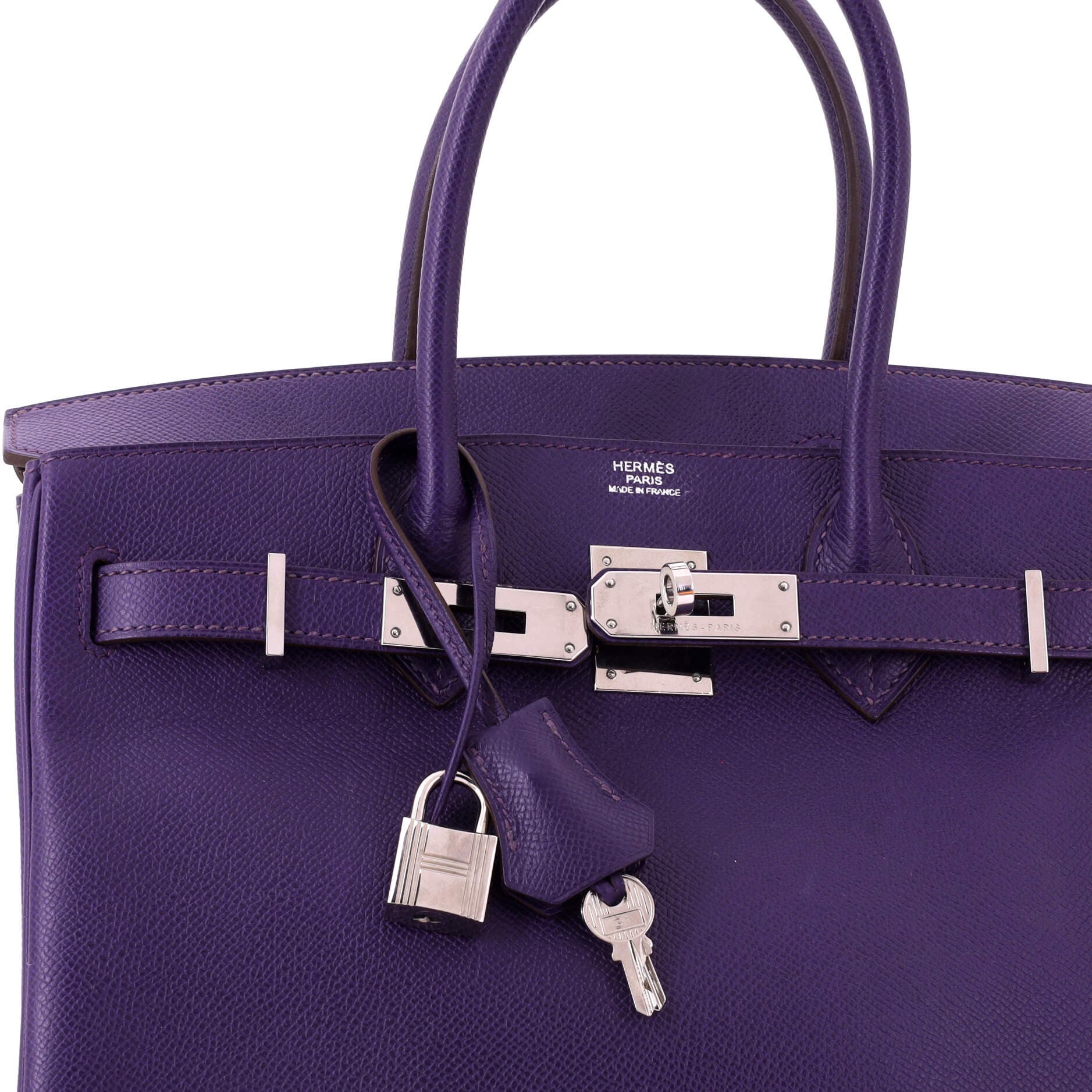 Pre-Owned Hermes Birkin Handbag Purple Epsom with Palladium Hardware 30, Alternate, color, Iris