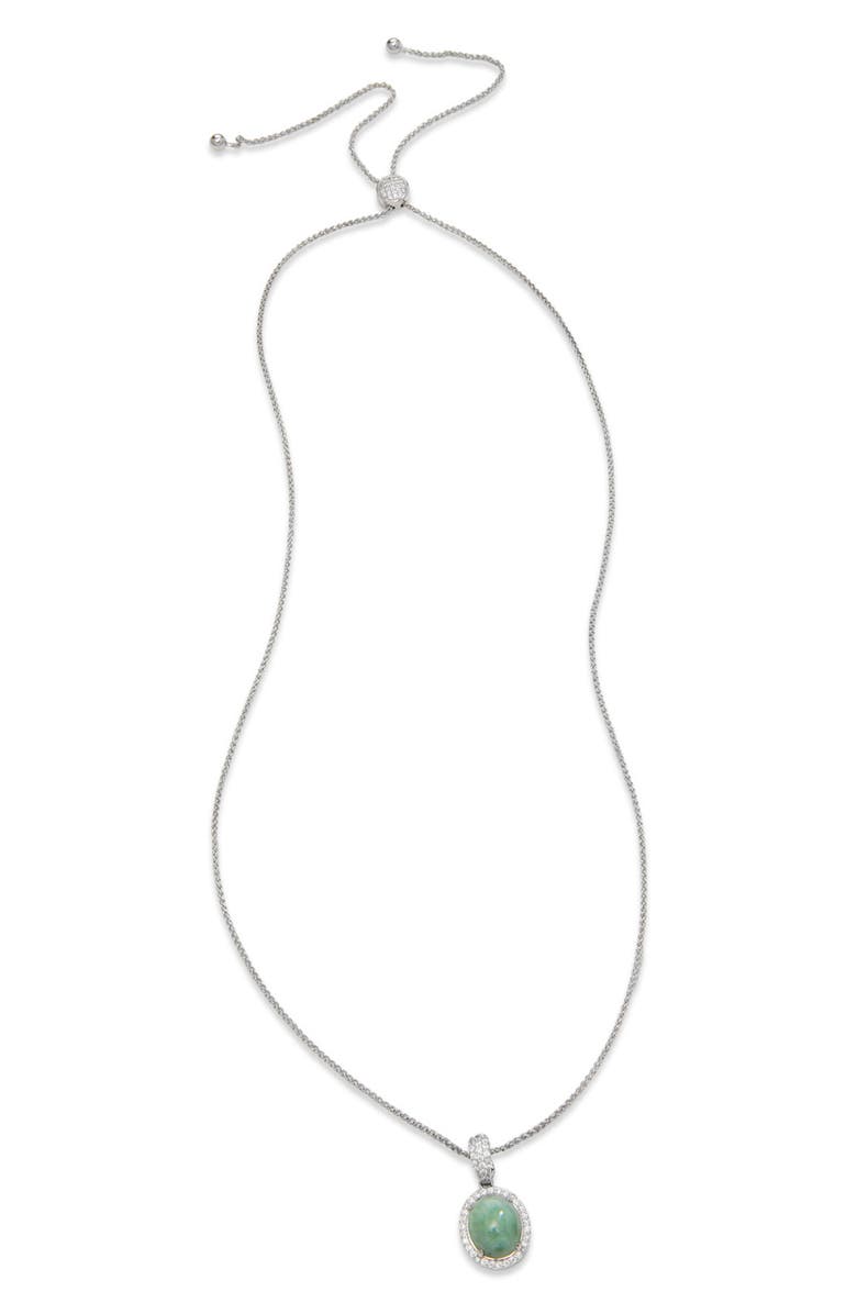 SAVVY CIE JEWELS Sterling Silver Jade & Cubic Zirconia Pendant Necklace, Main, color, Silver/ Jade