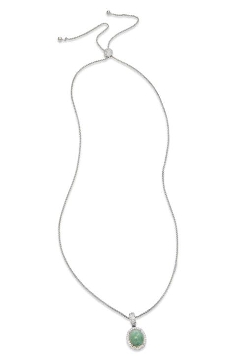 Sterling Silver Jade & Cubic Zirconia Pendant Necklace
