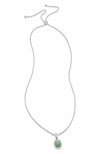 SAVVY CIE JEWELS Sterling Silver Jade & Cubic Zirconia Pendant Necklace