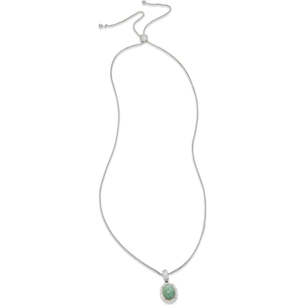 Savvy Cie Jewels Sterling Silver Jade & Cubic Zirconia Pendant Necklace In Silver